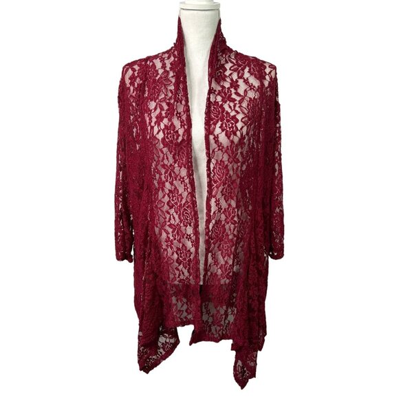2/$30 Double Take Cardigan duster Womens Oversize Lace Open Front Topper size 3X - Picture 1 of 8